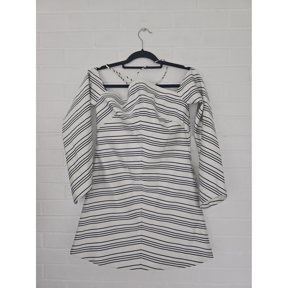 AMUR Striped Mini Dress in White and Black Women's US 2 / XS